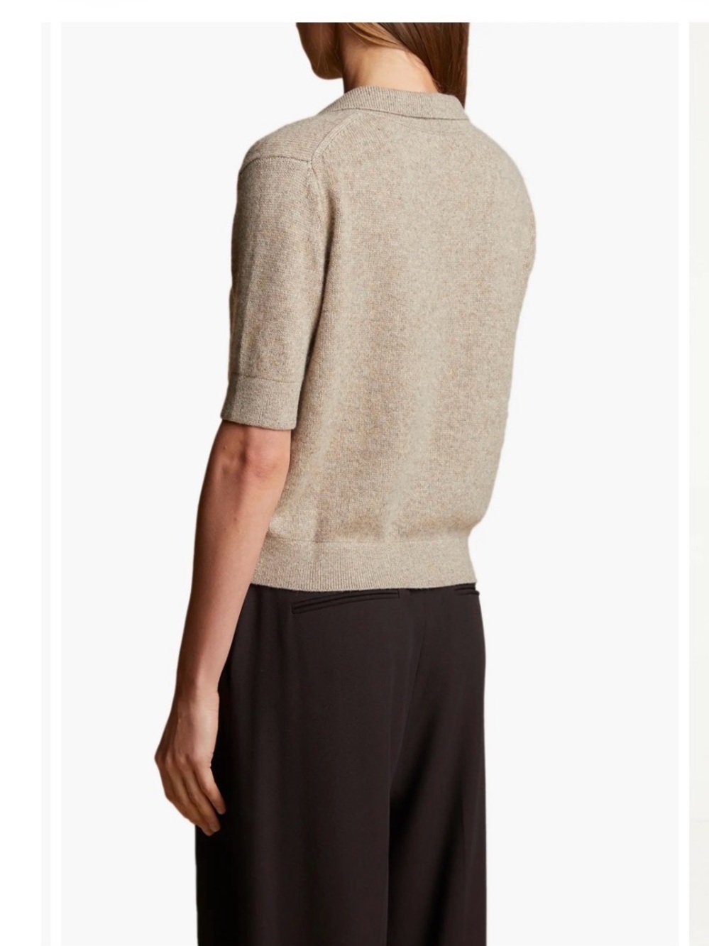 KHAITE Shrunken Jo Cashmere Polo Sweater Sepia XS NWT $780 - Picture 5 of 9